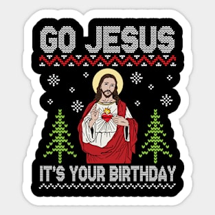 Snow Noel Tree Sweater Christmas Go Jesus It's Your Birthday Sticker